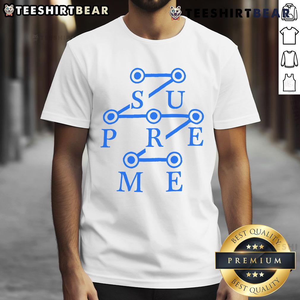 Original Su Pre Me T-Shirt featuring bold graphic design and vibrant colors, perfect for casual wear and fans.