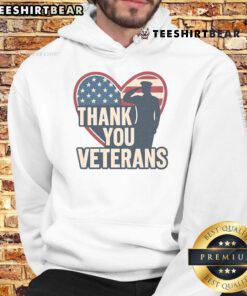 Pretty Thank You Veterans America heart hoodie featuring a patriotic design celebrating veterans' service.