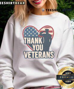 Cozy 'Thank You Veterans' sweatshirt featuring a heart design, perfect for showing appreciation to American heroes.