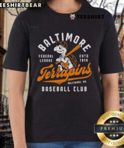 Vintage ladies tee featuring the Top Baltimore Terrapins Maryland baseball logo in stylish design.