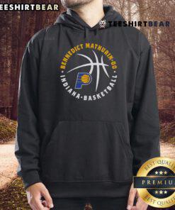 Top Bennedict Mathurin, Indiana Pacers basketball player, wearing a stylish hoodie while holding a basketball.