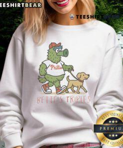Top Bettes Triples sweatshirt featuring the iconic Phillie Phanatic for Philadelphia Phillies fans.