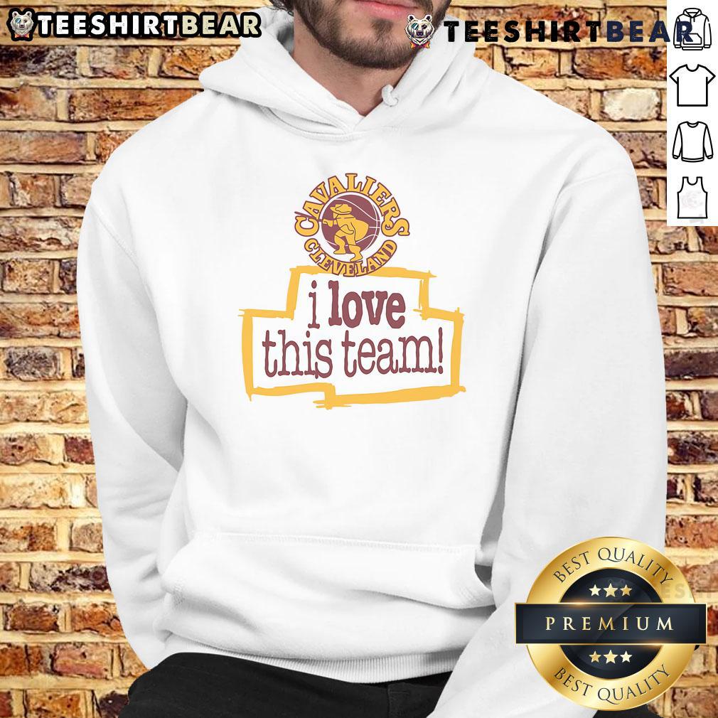 Alt Text: Cleveland Cavaliers Hardwood Classics I Love This Team hoodie featuring team colors and logo, perfect for fans.