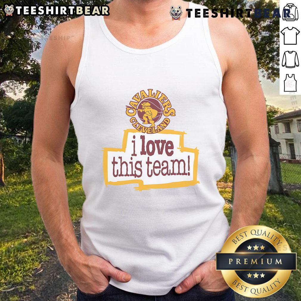 Alt Text: Cleveland Cavaliers hardwood classics tank top featuring 'I Love This Team' design, perfect for fans and collectors.