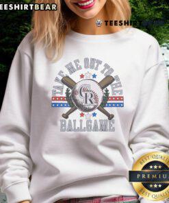 Cozy Top Colorado Rockies 'Take Me Out To The Ballgame' sweatshirt in team colors, perfect for fans and game days.