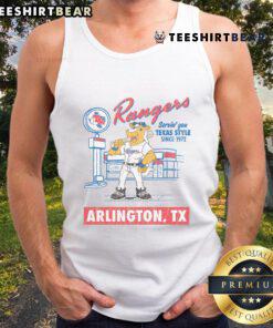 Stylish Top Cream Texas Rangers Deli Tank Top featuring team logo, perfect for summer outings and sports fans.