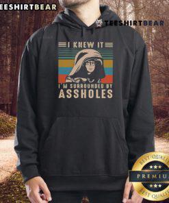 Retro vintage hoodie featuring Dark Helmet quote 'I knew it, I'm surrounded by assholes' for stylish pop culture fans.
