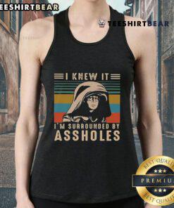 Retro vintage tank top featuring 'Dark Helmet: I Knew It, I'm Surrounded by Assholes' design for fans of classic comedy.