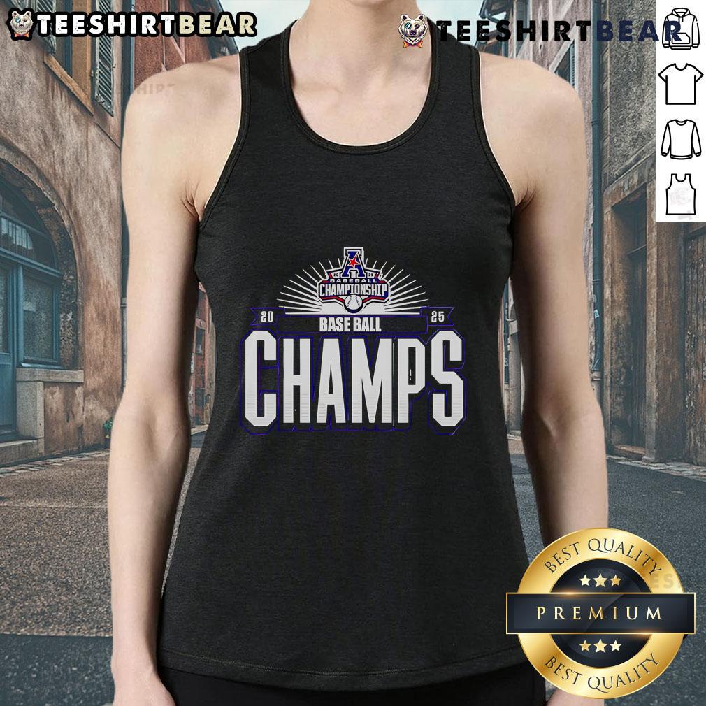 Top ECU Baseball Champions AAC 2025 tank top featuring team colors and logo, perfect for fans and supporters.