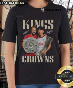 Limited edition ladies tee featuring Harry Kane and Son Heung-Min crowned as kings, perfect for football fans.