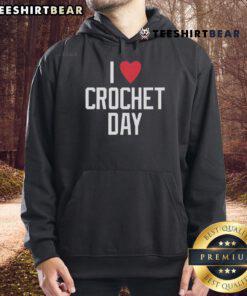 Cozy Top I Heart Crochet Day Hoodie featuring a vibrant crochet-themed design, perfect for crochet enthusiasts.