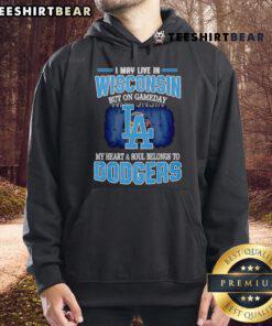 Fan wearing a Dodgers hoodie, showing team spirit in Wisconsin on game day, showcasing loyalty to the Los Angeles Dodgers.