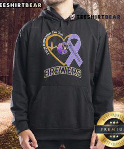 Alt Text: Milwaukee Brewers hoodie promoting Alzheimer's awareness with 'Top I Will Remember For You' slogan.
