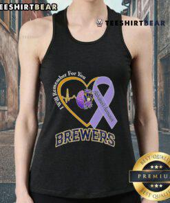 Milwaukee Brewers tank top promoting Alzheimer's awareness, featuring a heartfelt message for support and remembrance.