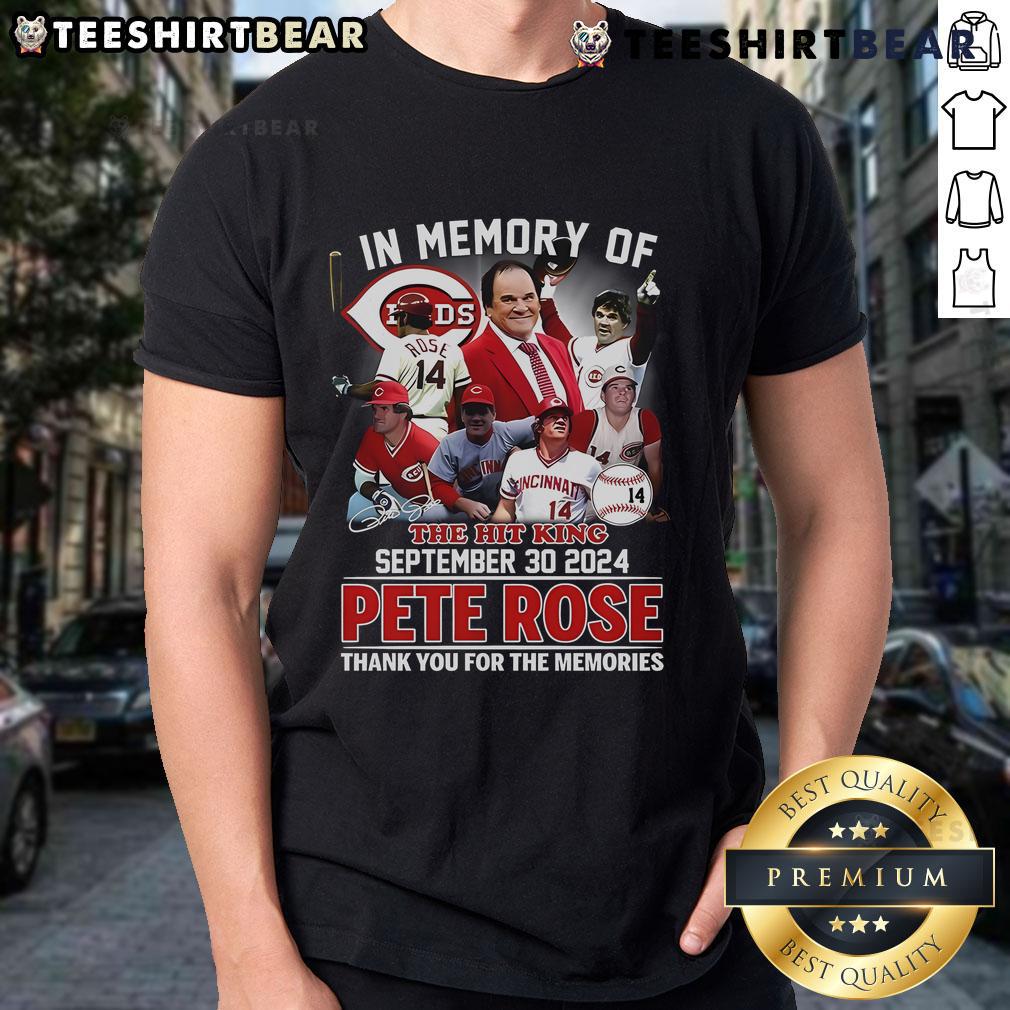 Top In Memory Of The Hit King Pete Rose Thank You For The Memories T-Shirt featuring a vintage baseball design.