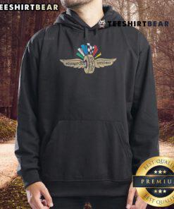 Top Indianapolis Motor Speedway Wing Wheel Flag Logo Hoodie showcasing iconic motorsport design and vibrant colors.