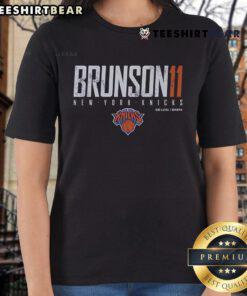 Top Jalen Brunson New York Knicks ladies tee featuring team colors and logo, perfect for female fans and supporters.