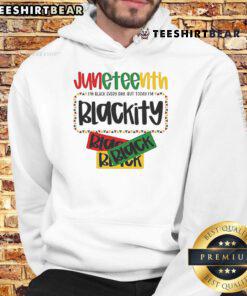 Alt Text: Black Freedom Hoodie featuring Top Juneteenth 1865 Blackity Today design, celebrating African American culture and history.