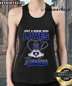 Top Just A Nurse Who Loves New York Yankees Tank Top featuring a stylish design for baseball fans and healthcare professionals.