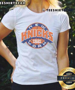 Top Kith for the New York Knicks NBA Playoffs 2025 ladies tee featuring vibrant colors and stylish design for fans.