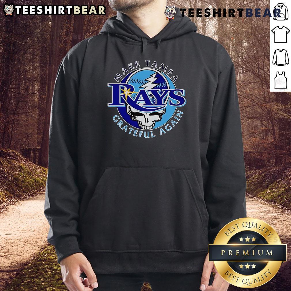Stylish Tampa Bay Rays hoodie with 'Grateful Again' design, perfect for fans showcasing team spirit and support.