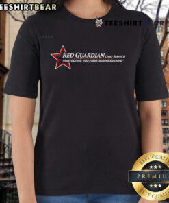 Alt Text: Top Marvel Studios Thunderbolts Red Guardian Limo Service logo on a stylish ladies tee, perfect for fans.
