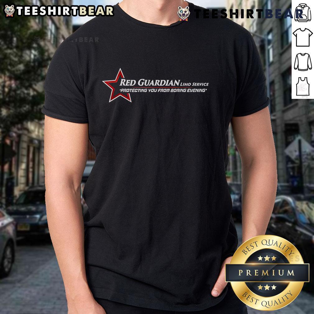 Alt Text: Top Marvel Studios Thunderbolts Red Guardian Limo Service Logo T-Shirt featuring a vibrant design and iconic superhero theme.