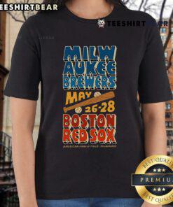 Ladies tee featuring Milwaukee Brewers vs Boston Red Sox May 26-28, 2025, perfect for baseball fans.