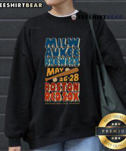 Milwaukee Brewers vs. Boston Red Sox May 26-28, 2025 sweatshirt featuring team logos and vibrant colors.