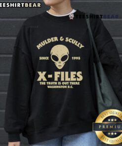 Top Mulder and Scully X-Files sweatshirt featuring 'The Truth Is Out There' design, perfect for fans of the iconic series.