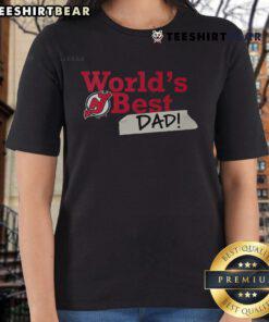 Alt Text: Top New Jersey Devils World's Best Dad Ladies Tee featuring team colors and logo, perfect for proud fans.