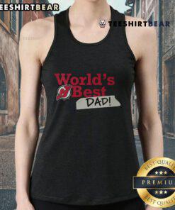 Alt Text: Top New Jersey Devils World's Best Dad Tank Top featuring team colors and logo, perfect for proud dads.
