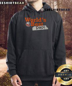 Top New York Islanders World's Best Dad hoodie featuring team colors and logo, perfect gift for hockey dads.