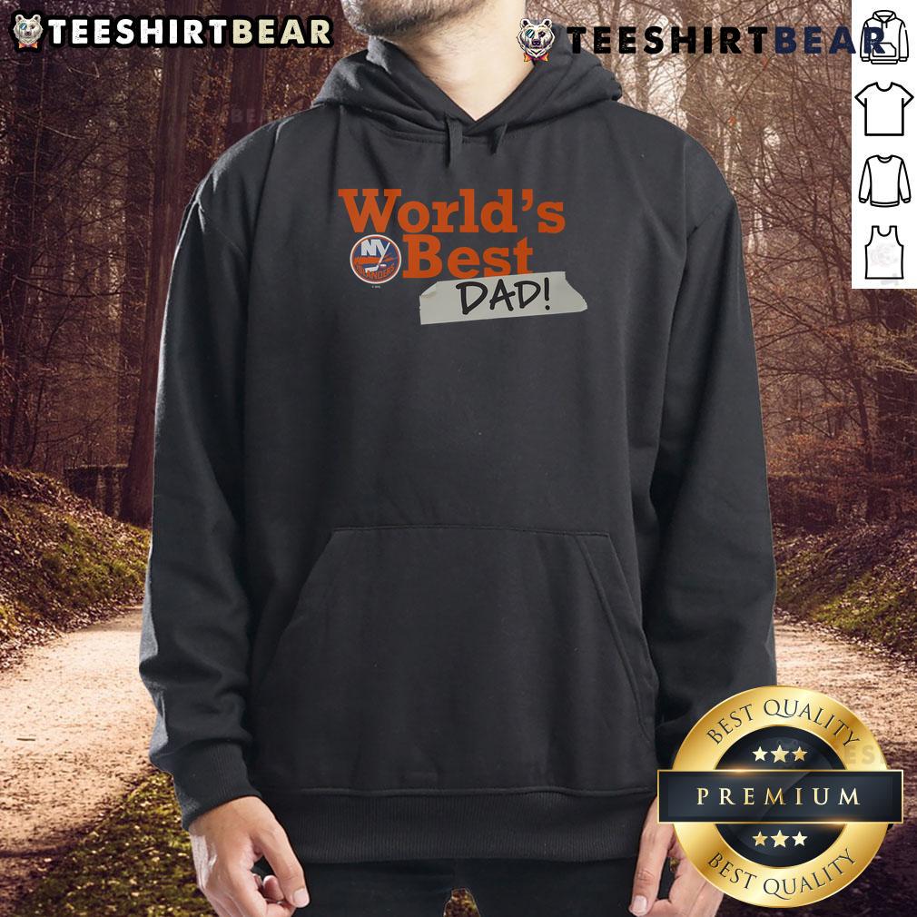Top New York Islanders World's Best Dad hoodie featuring team colors and logo, perfect gift for hockey dads.