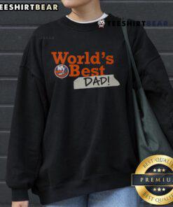 Top New York Islanders World's Best Dad sweatshirt in navy, perfect gift for hockey-loving dads and fans.