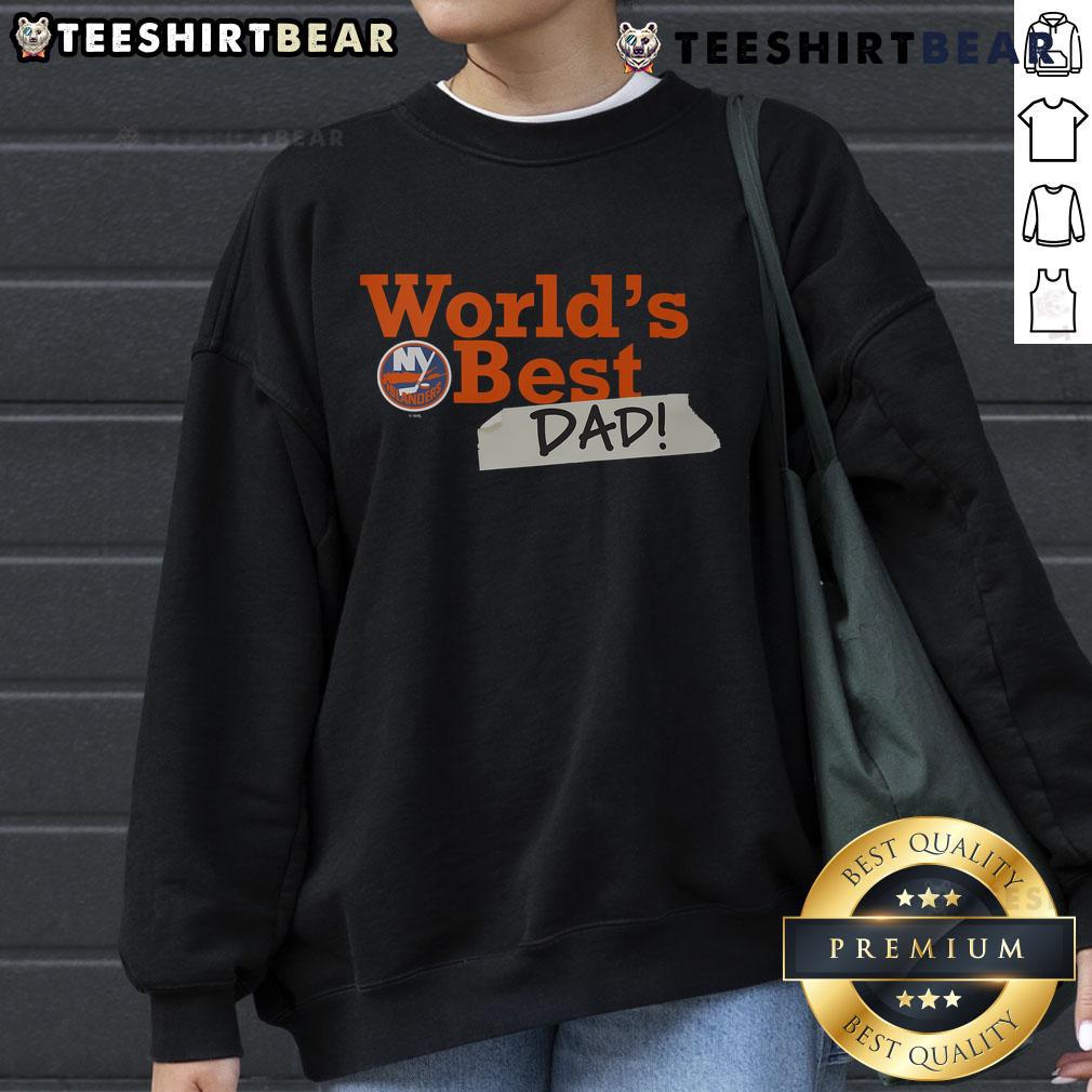 Top New York Islanders World's Best Dad sweatshirt in navy, perfect gift for hockey-loving dads and fans.
