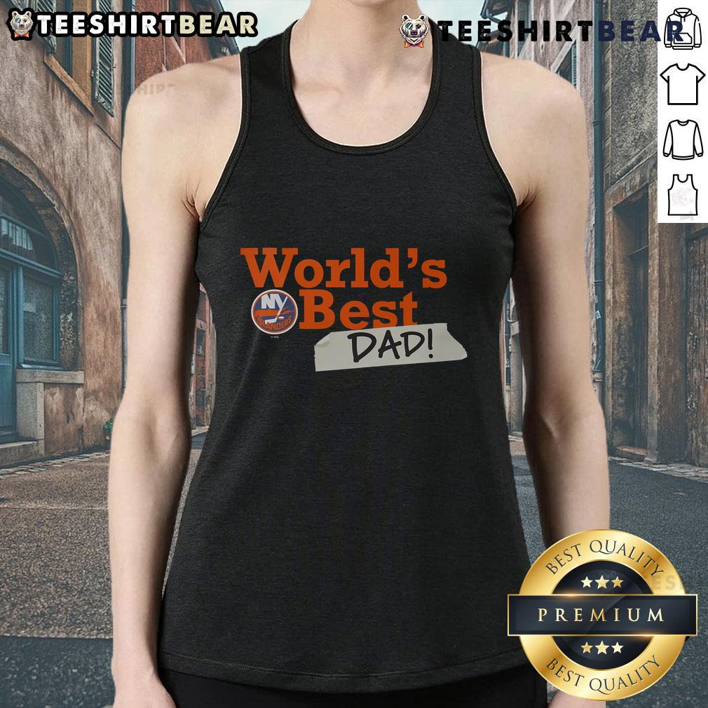 Top New York Islanders World's Best Dad Tank Top featuring team colors and logo, perfect for proud dads and hockey fans.