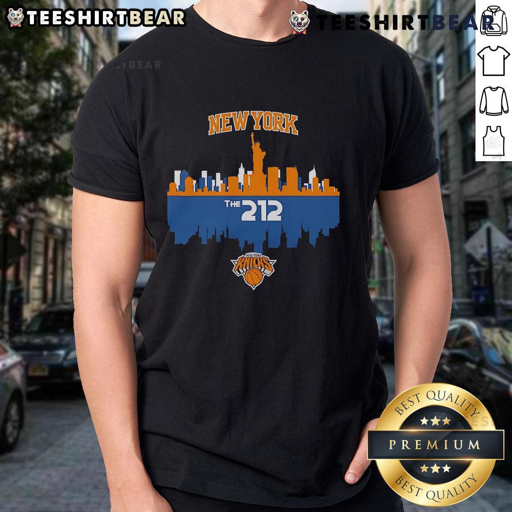 Top New York Knicks The 212 Skyline T-Shirt featuring the iconic NYC skyline and team colors for passionate fans.