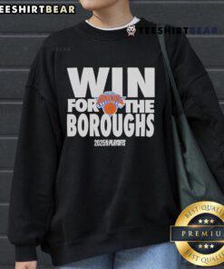 New York Knicks sweatshirt celebrating their 2024-2025 NBA Playoffs win, perfect for fans supporting their borough.