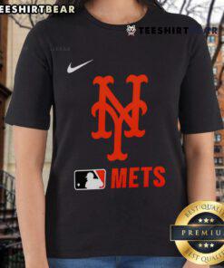 Alt Text: Top New York Mets Authentic Collection MLB Ladies Tee in navy blue, showcasing team logo and stylish design.