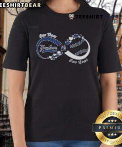 Top New York Yankees ladies tee featuring 'One Team. One Goal. One Love.' design, perfect for loyal fans.