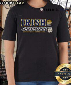 Vintage Notre Dame Fighting Irish ladies tee showcasing classic basketball design, perfect for fans and collectors.