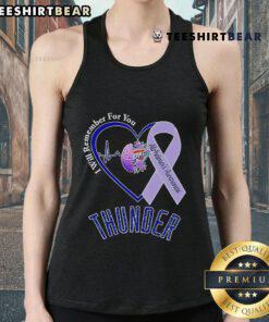Top OKC Thunder I Will Remember For You Alzheimer's Awareness Ribbon Tank Top promoting awareness and support for Alzheimer's.