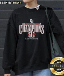 Oklahoma Sooners 2025 SEC Softball Season Champions sweatshirt showcasing team pride and athletic spirit.