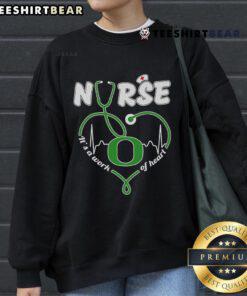 Alt Text: Cozy 'Top Oregon Ducks Nurse It's A Work of Heart' sweatshirt featuring vibrant team colors and a stylish design.