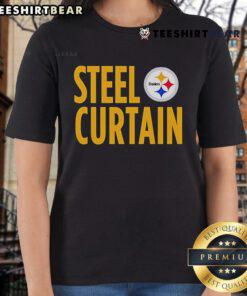 Top Pittsburgh Steelers Steel Curtain ladies tee featuring team colors and logo, perfect for female fans and game day wear.