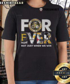Top Pittsburgh Steelers, Pirates, and Penguins Forever tee for ladies, celebrating Pittsburgh sports pride and unity.