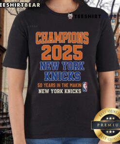 New York Knicks Champions Years in the Making ladies tee showcasing team pride and playoff spirit.