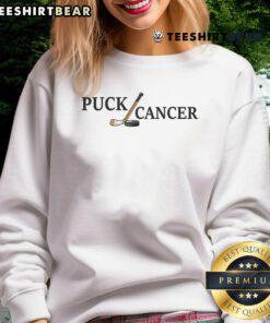 Top Puck Cancer ice hockey sweatshirt featuring a bold design to support cancer awareness and hockey enthusiasts.