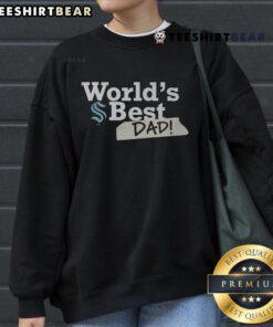 Alt Text: Top Seattle Kraken World's Best Dad sweatshirt in navy blue, perfect for hockey fans and proud dads.